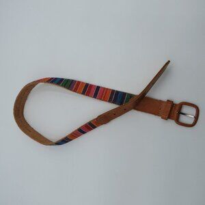 Ashley Moore Belt Womens Small Leather Rainbow Blanket Tapestry Design
